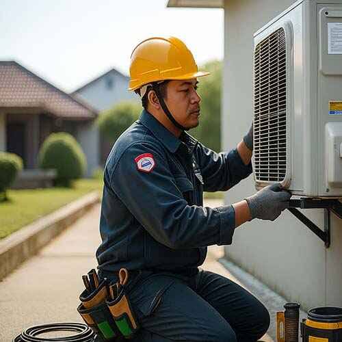 Teknisi Service AC Profesional Berseragam Kerja